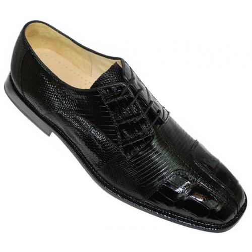 Belvedere "Tropea" Black Genuine Hornback Crocodile/Lizard Shoes